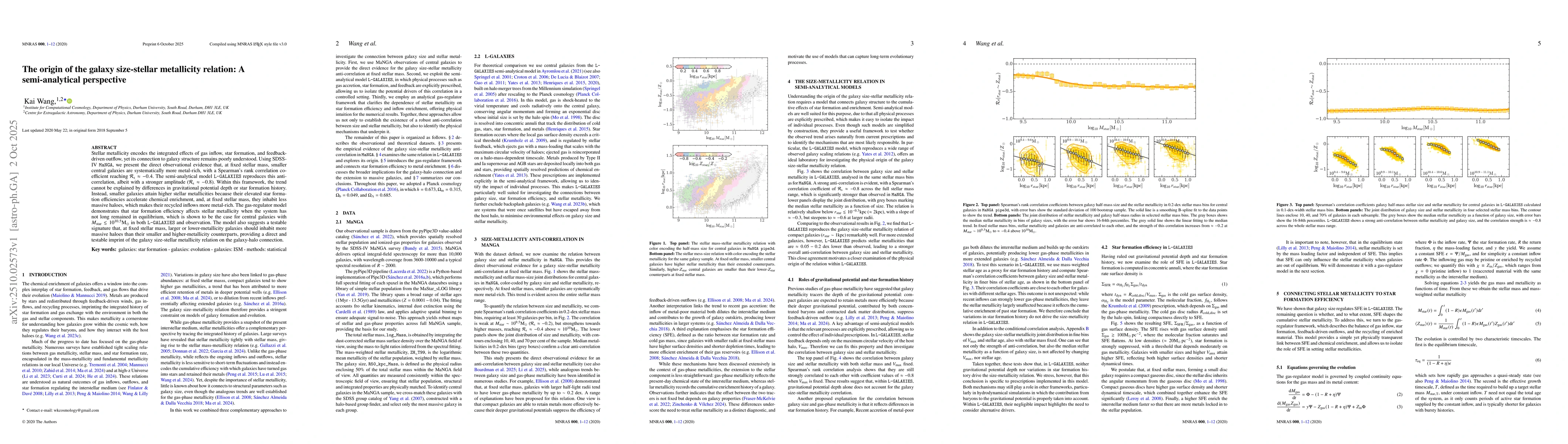 Thumbnail for The origin of the galaxy size-stellar metallicity relation: A
  semi-analytical perspective