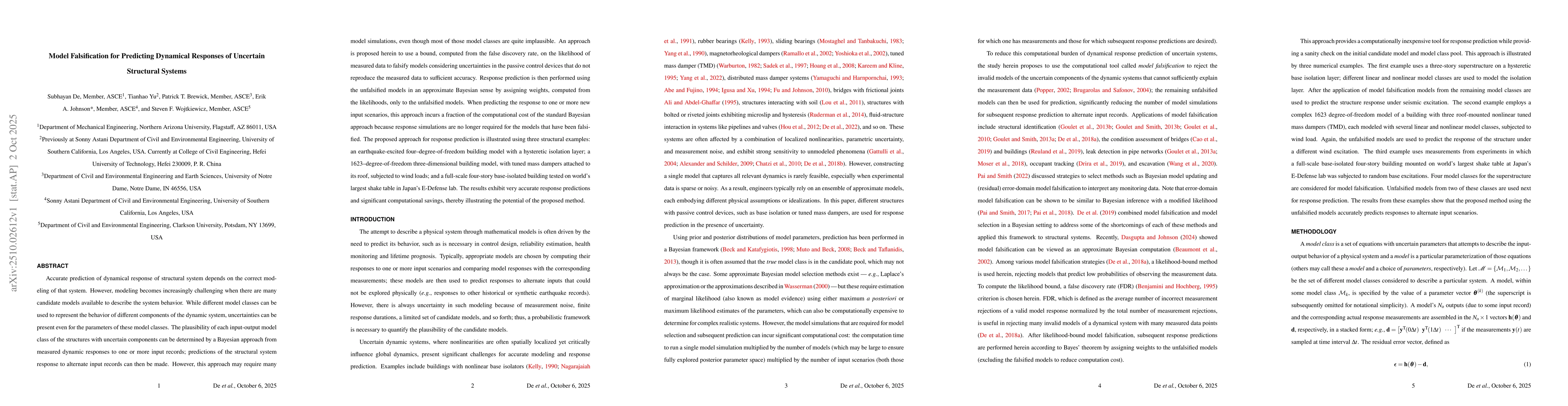 Thumbnail for Model Falsification for Predicting Dynamical Responses of Uncertain
  Structural Systems