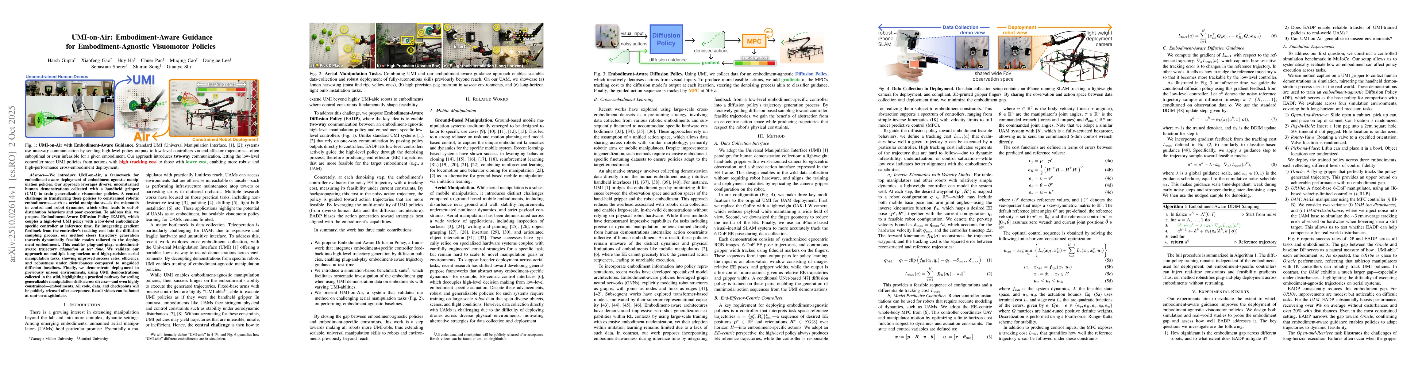 Thumbnail for UMI-on-Air: Embodiment-Aware Guidance for Embodiment-Agnostic Visuomotor
  Policies