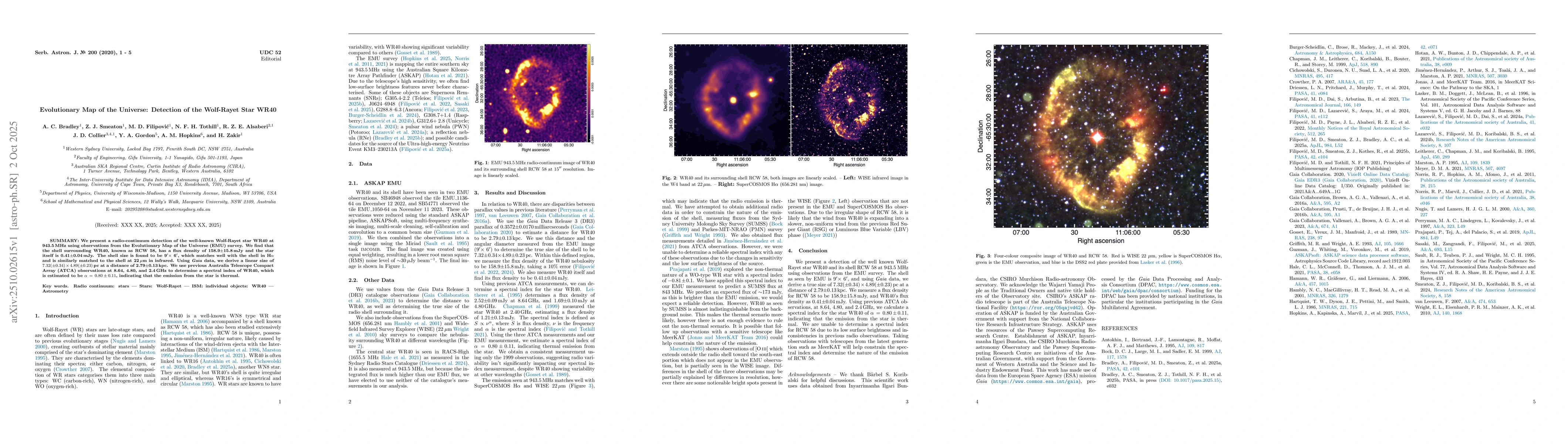 Thumbnail for Evolutionary Map of the Universe: Detection of the Wolf-Rayet Star WR40