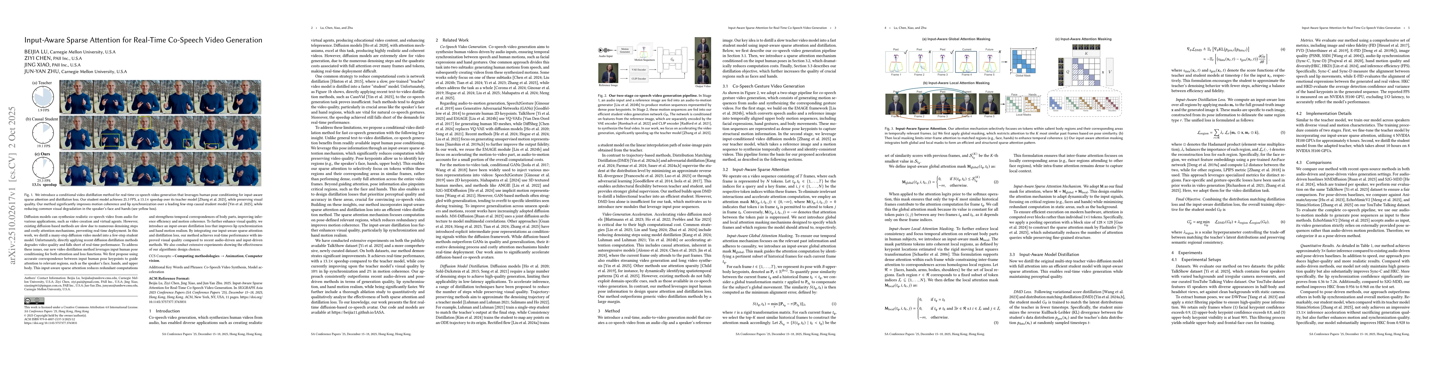 Thumbnail for Input-Aware Sparse Attention for Real-Time Co-Speech Video Generation