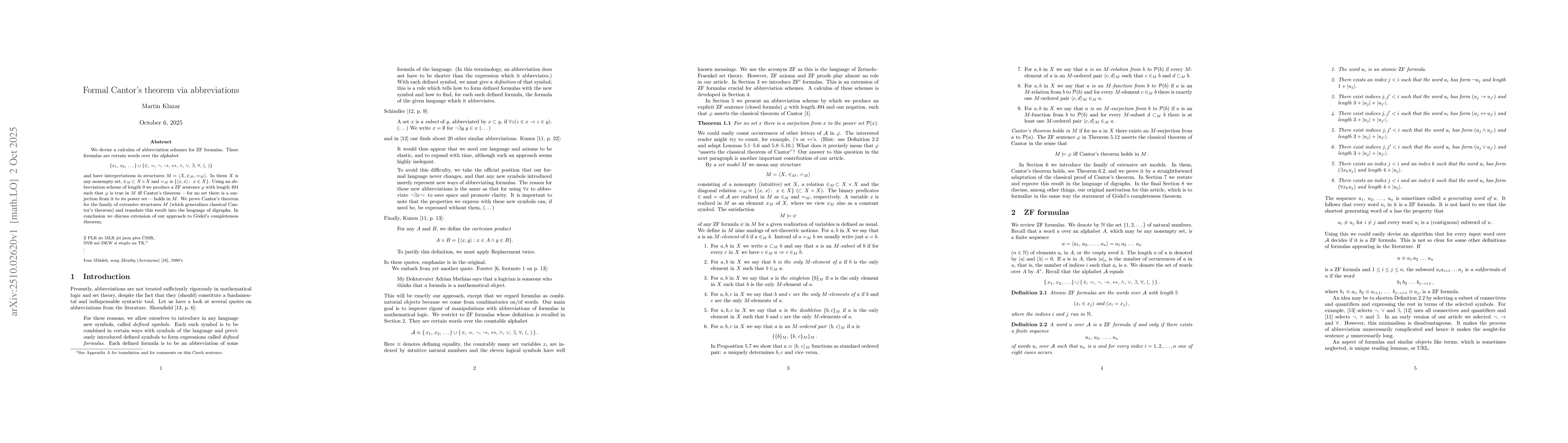 Thumbnail for Formal Cantor's theorem via abbreviations