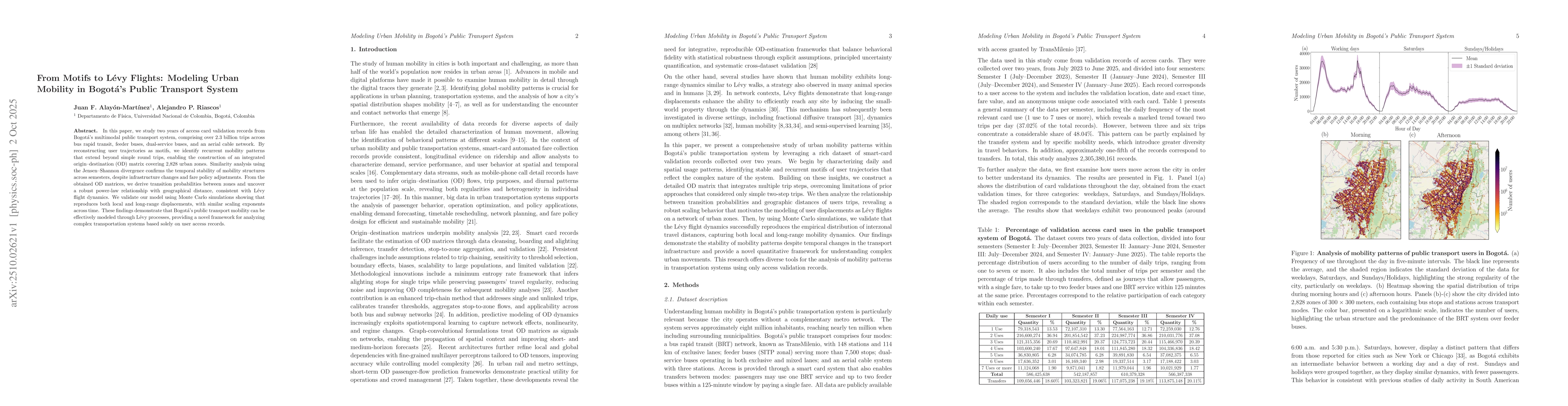 Thumbnail for From Motifs to Lévy Flights: Modeling Urban Mobility in Bogotá's
  Public Transport System