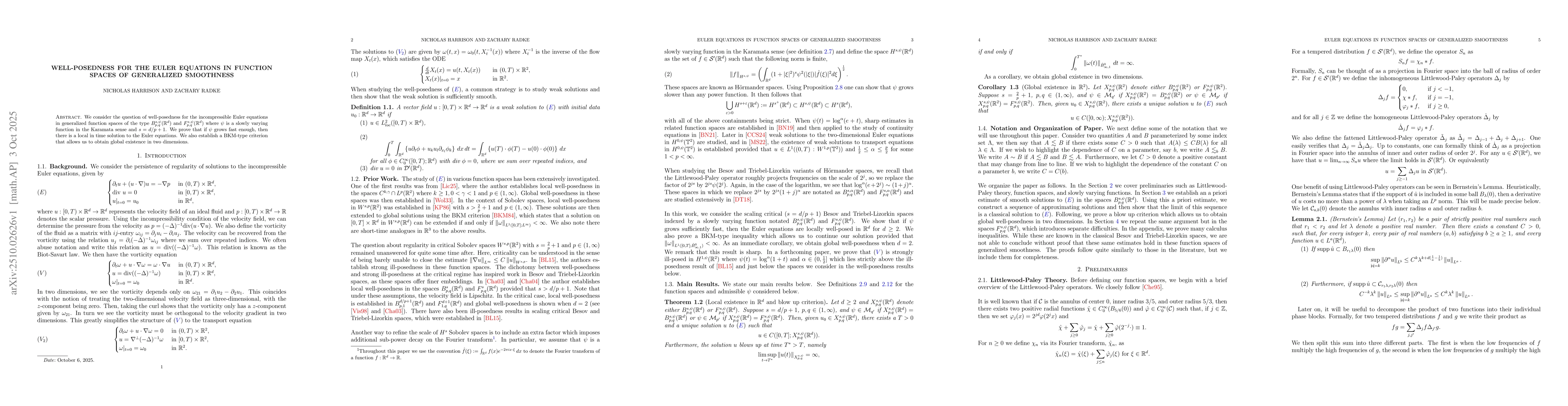 Thumbnail for Well-Posedness for the Euler Equations in Function Spaces of Generalized
  Smoothness