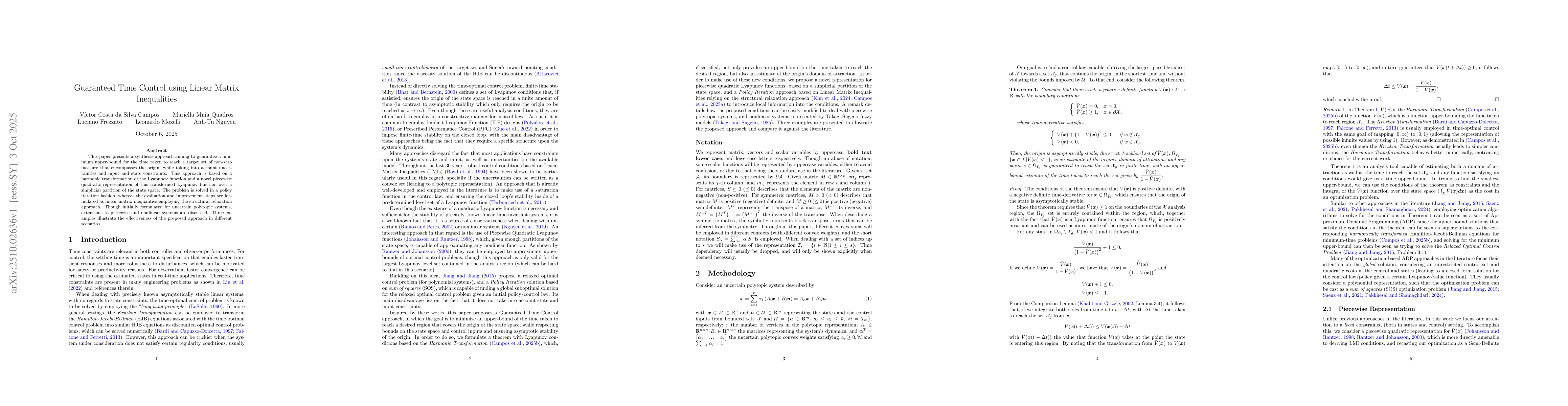 Thumbnail for Guaranteed Time Control using Linear Matrix Inequalities
