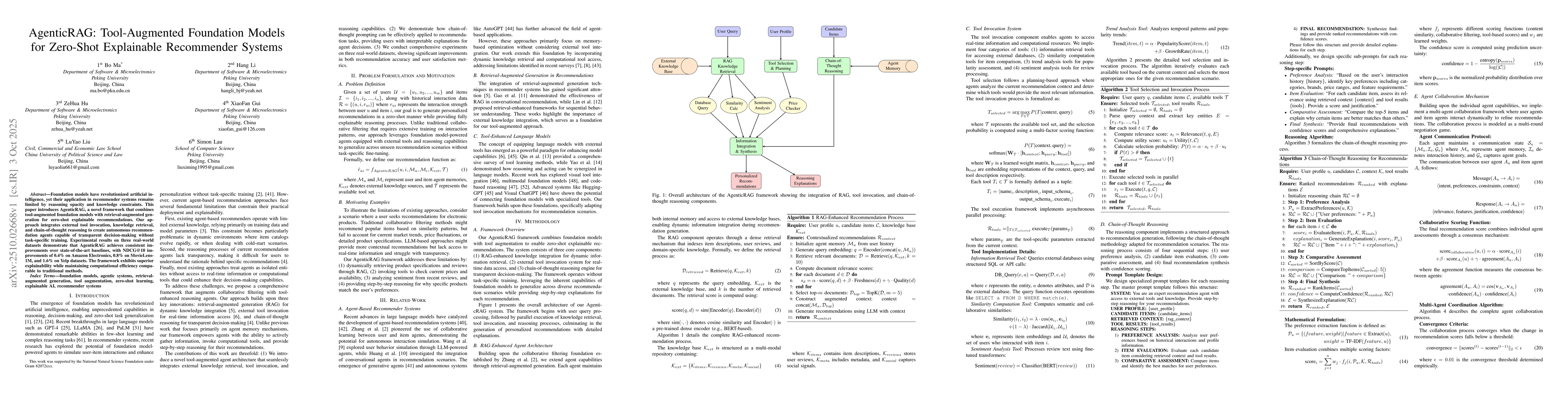 Thumbnail for AgenticRAG: Tool-Augmented Foundation Models for Zero-Shot Explainable
  Recommender Systems