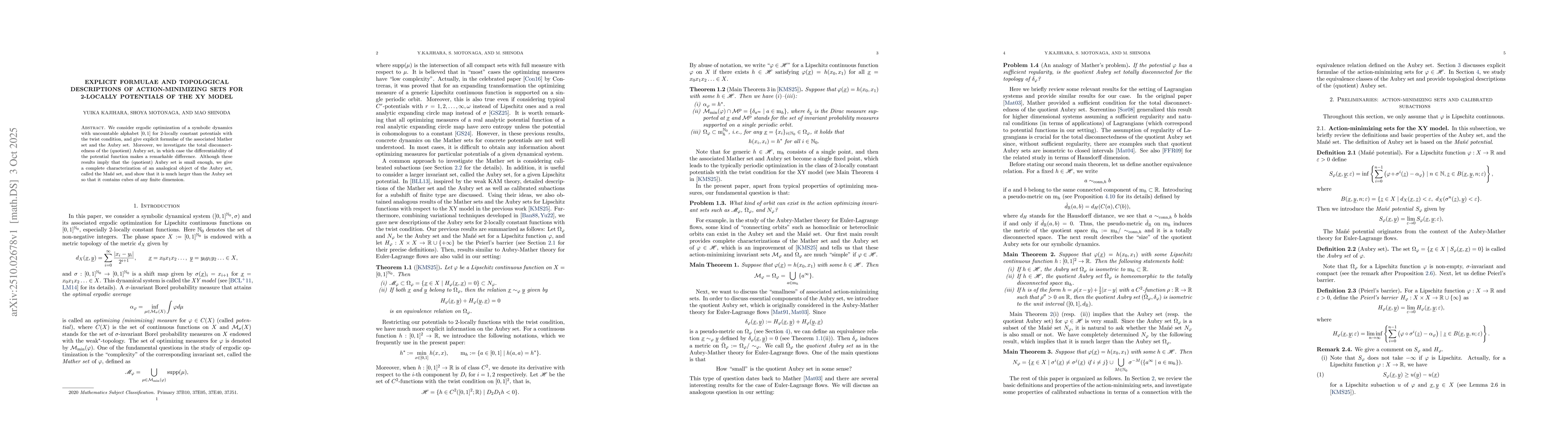 Thumbnail for Explicit formulae and topological descriptions of action-minimizing sets
  for 2-locally potentials of the XY model