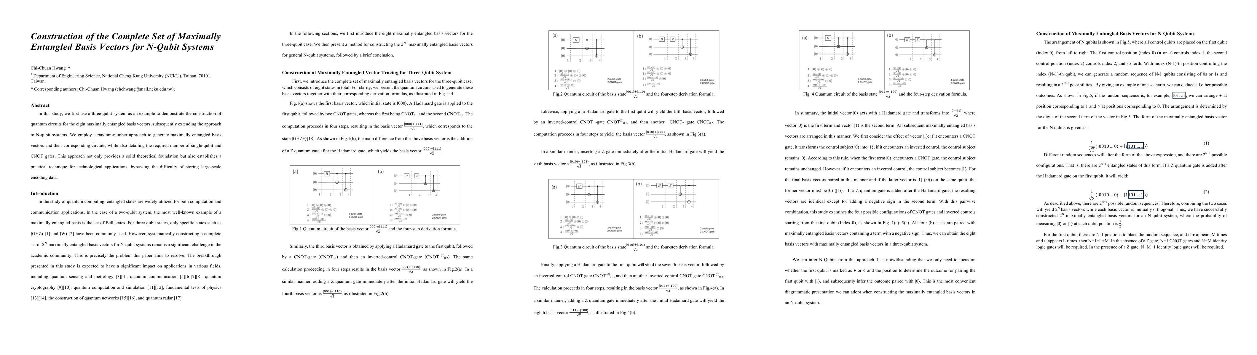 Thumbnail for Construction of the Complete Set of Maximally Entangled Basis Vectors
  for N-Qubit Systems