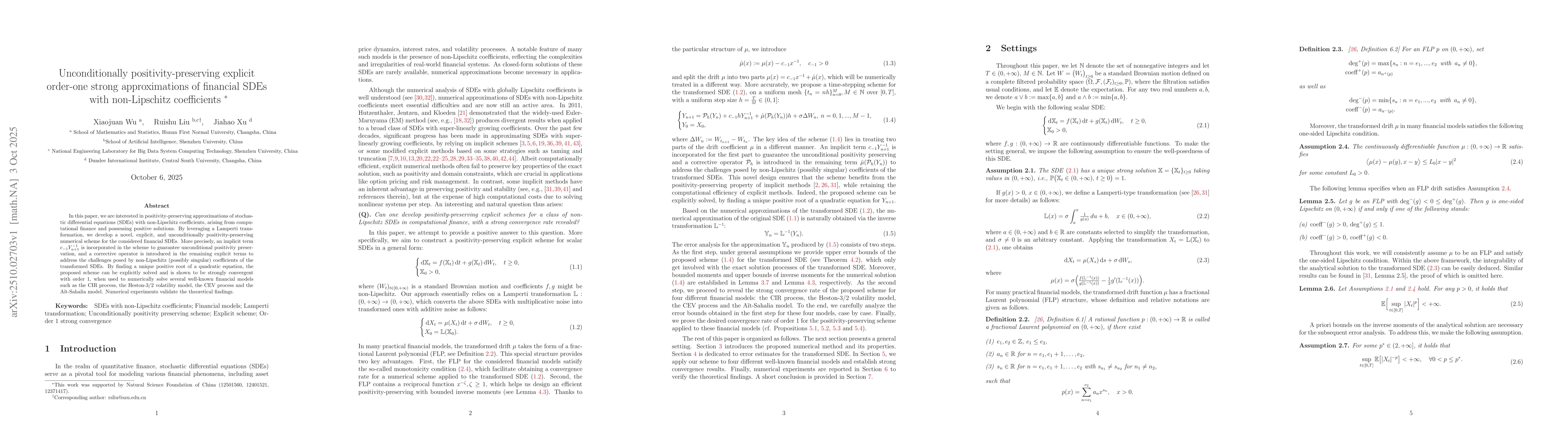 Thumbnail for Unconditionally positivity-preserving explicit order-one strong
  approximations of financial SDEs with non-Lipschitz coefficients