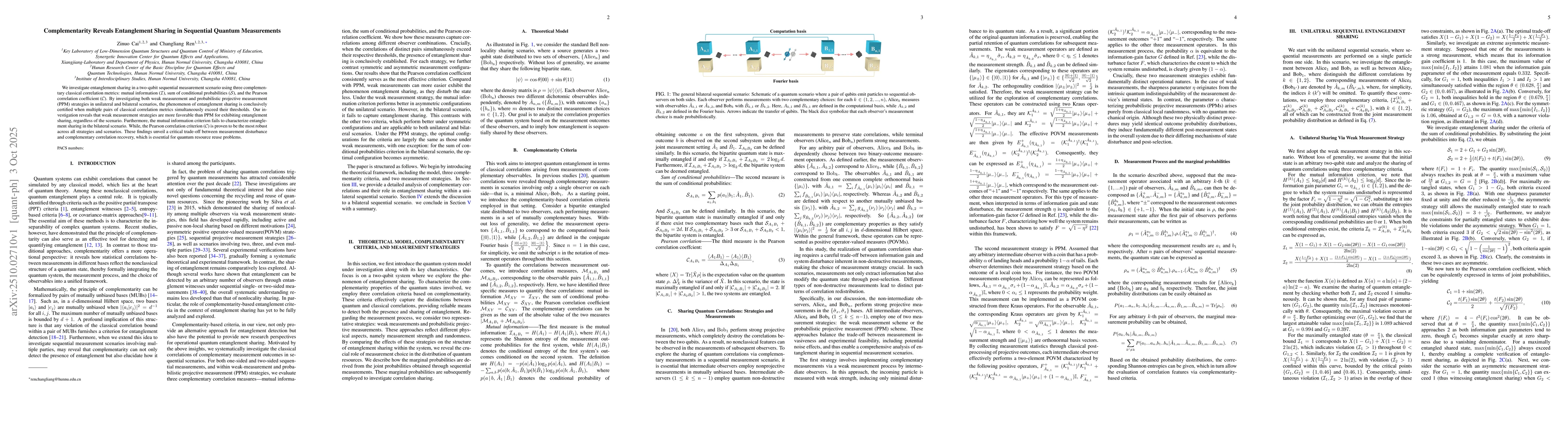 Thumbnail for Complementarity Reveals Entanglement Sharing in Sequential Quantum
  Measurements