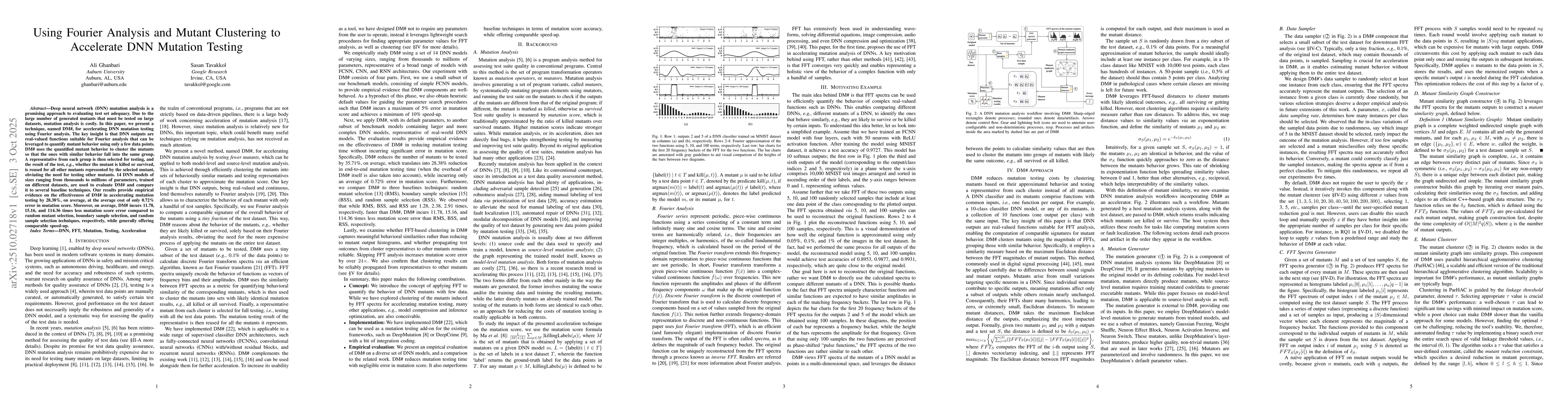 Thumbnail for Using Fourier Analysis and Mutant Clustering to Accelerate DNN Mutation
  Testing