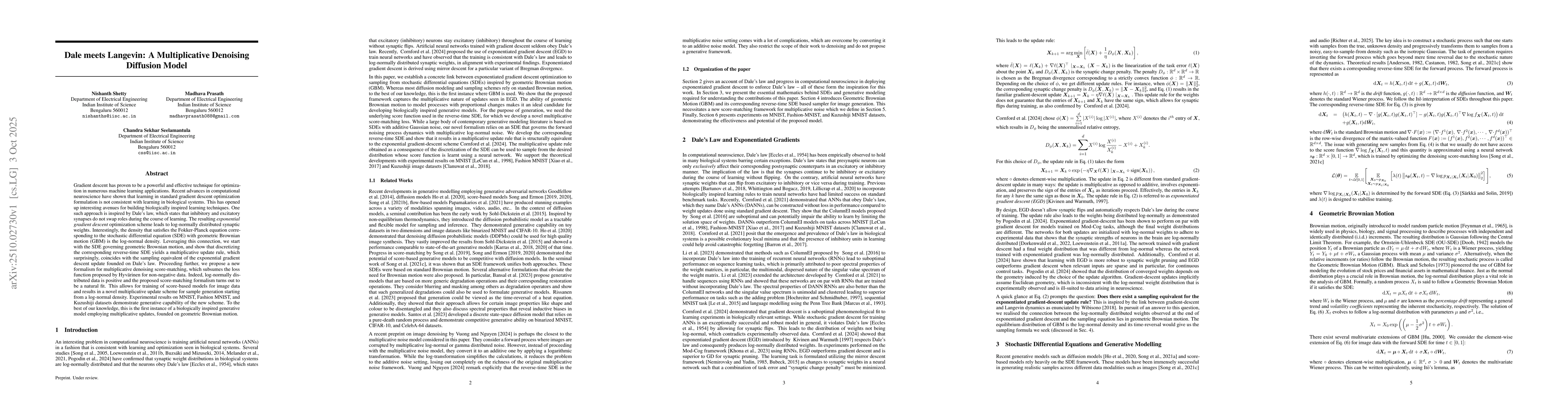 Thumbnail for Dale meets Langevin: A Multiplicative Denoising Diffusion Model