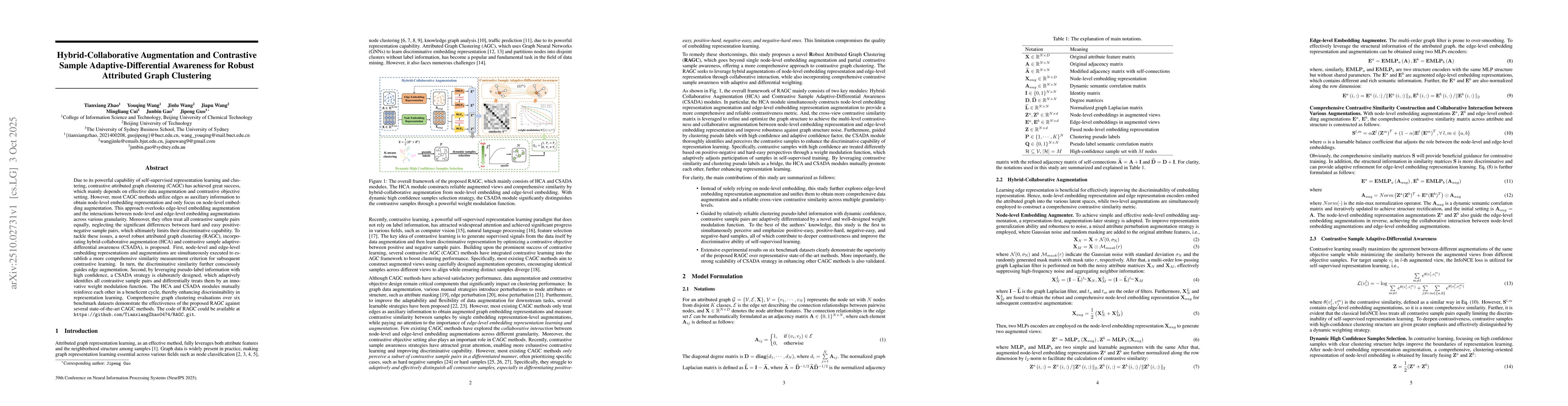 Thumbnail for Hybrid-Collaborative Augmentation and Contrastive Sample
  Adaptive-Differential Awareness for Robust Attributed Graph Clustering