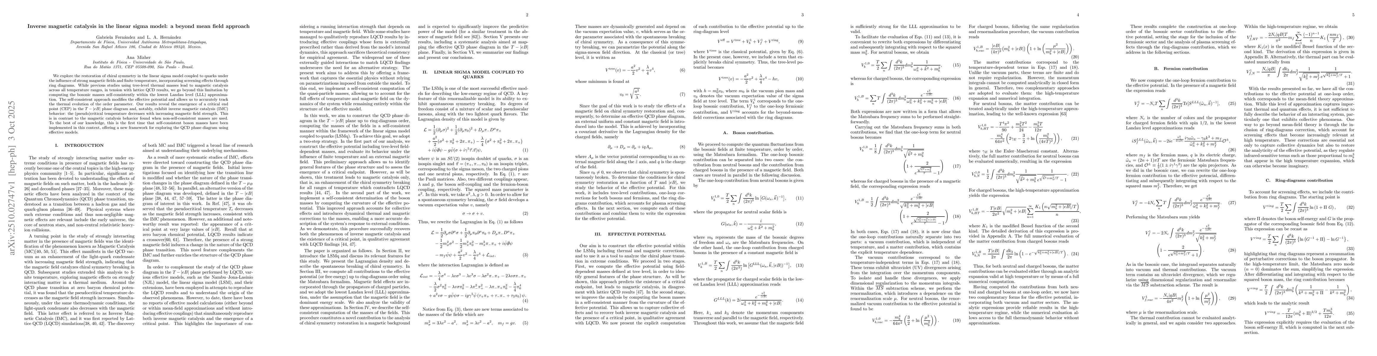 Thumbnail for Inverse magnetic catalysis in the linear sigma model: a beyond mean
  field approach