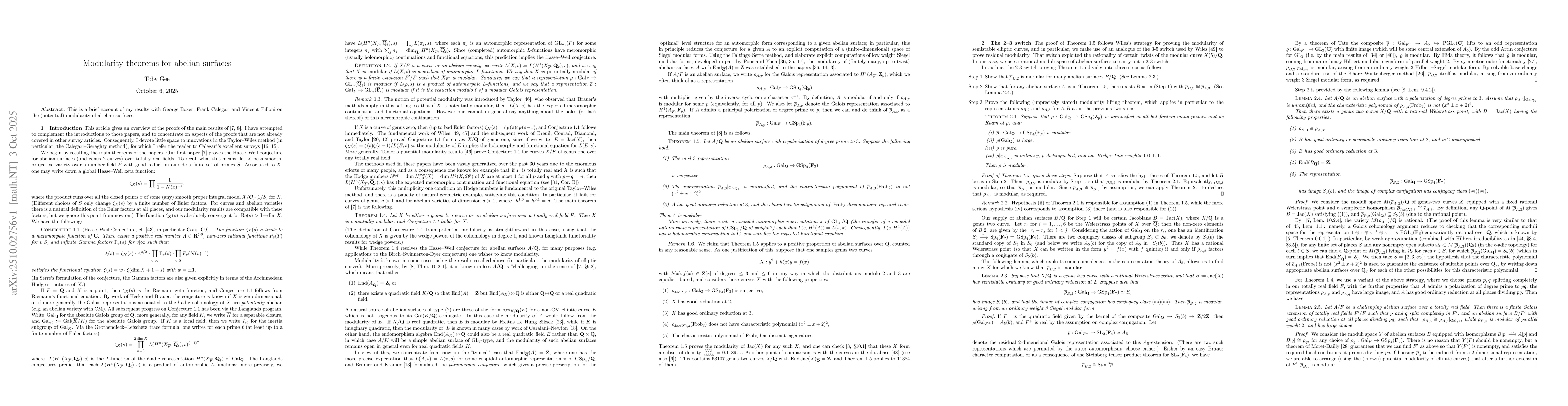 Thumbnail for Modularity theorems for abelian surfaces
