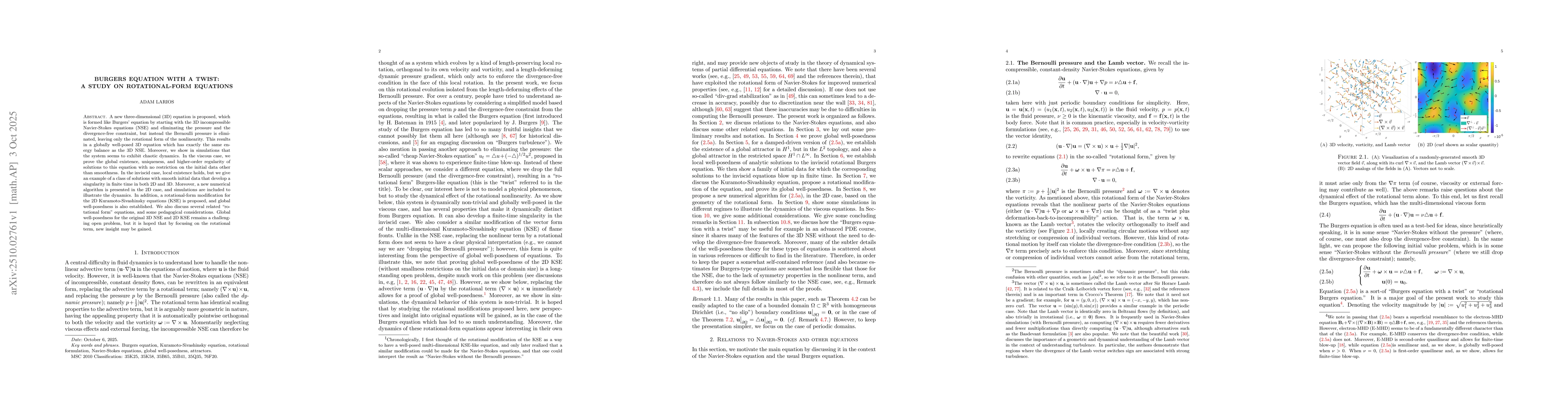 Thumbnail for Burgers equation with a twist: A study on rotational-form equations