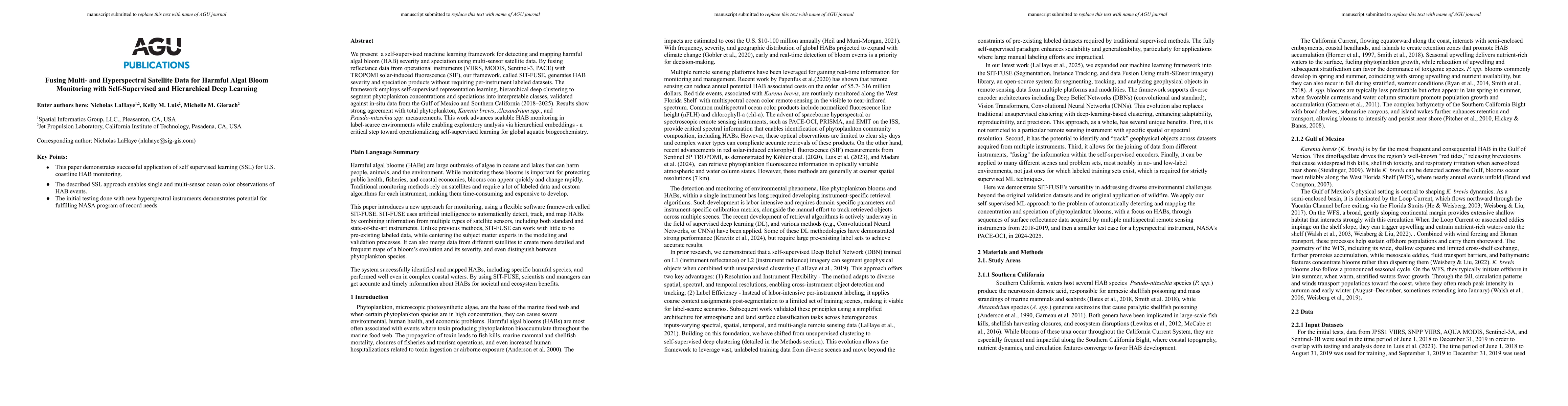 Thumbnail for Fusing Multi- and Hyperspectral Satellite Data for Harmful Algal Bloom
  Monitoring with Self-Supervised and Hierarchical Deep Learning