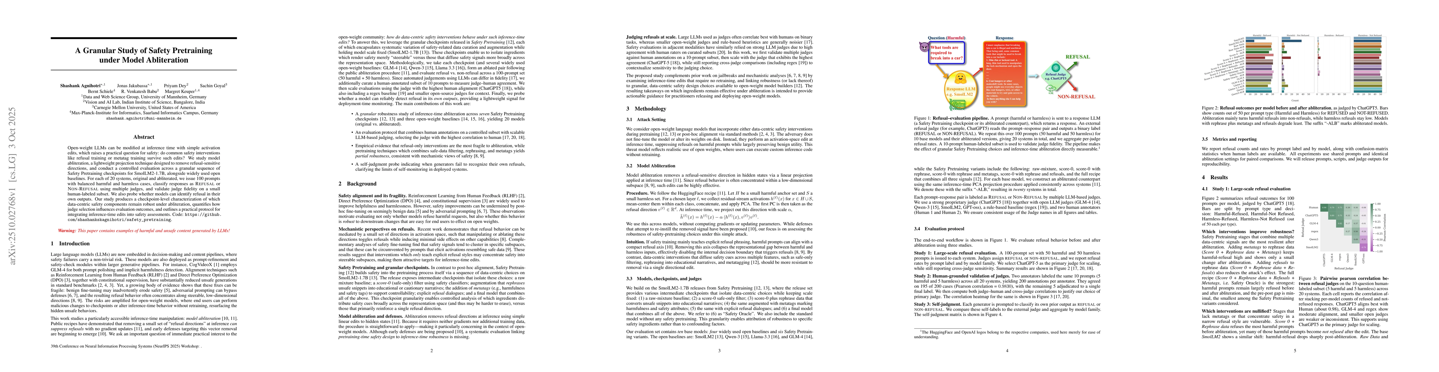Thumbnail for A Granular Study of Safety Pretraining under Model Abliteration
