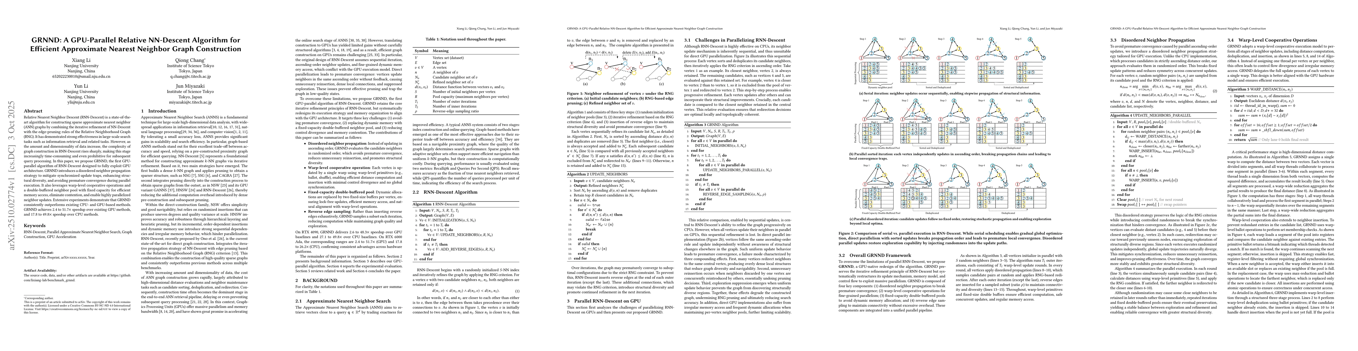 Thumbnail for GRNND: A GPU-Parallel Relative NN-Descent Algorithm for Efficient
  Approximate Nearest Neighbor Graph Construction