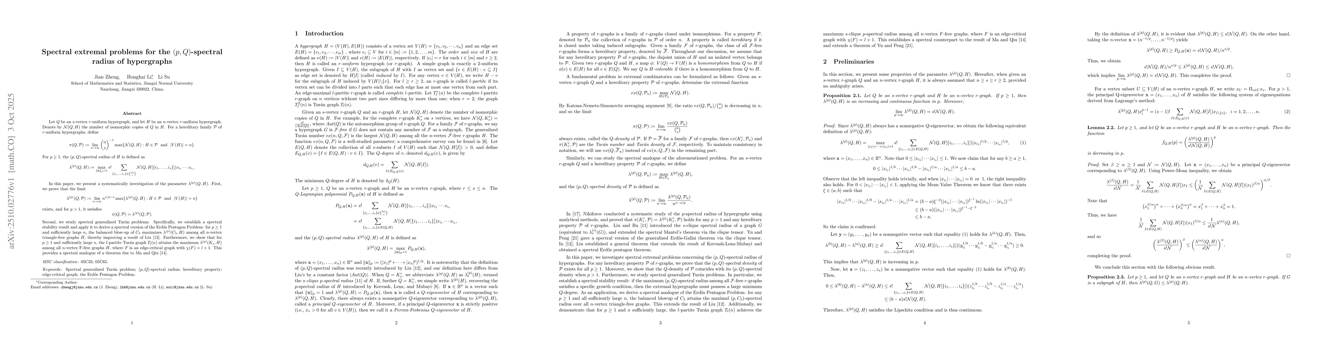 Thumbnail for Spectral extremal problems for the $(p,Q)$-spectral radius of
  hypergraphs