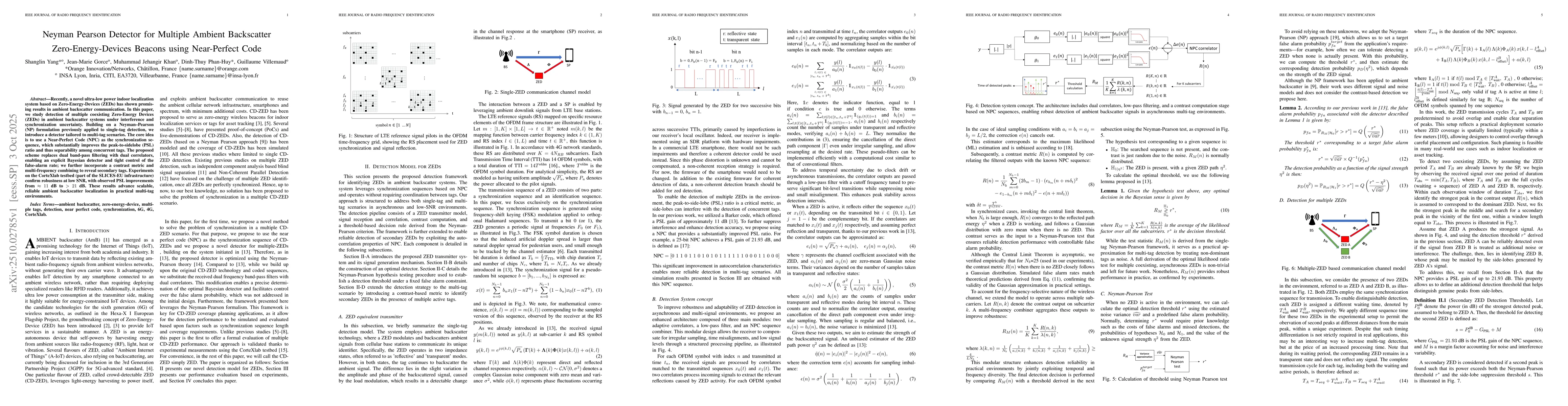 Thumbnail for Neyman Pearson Detector for Multiple Ambient Backscatter
  Zero-Energy-Devices Beacons using Near-Perfect Code