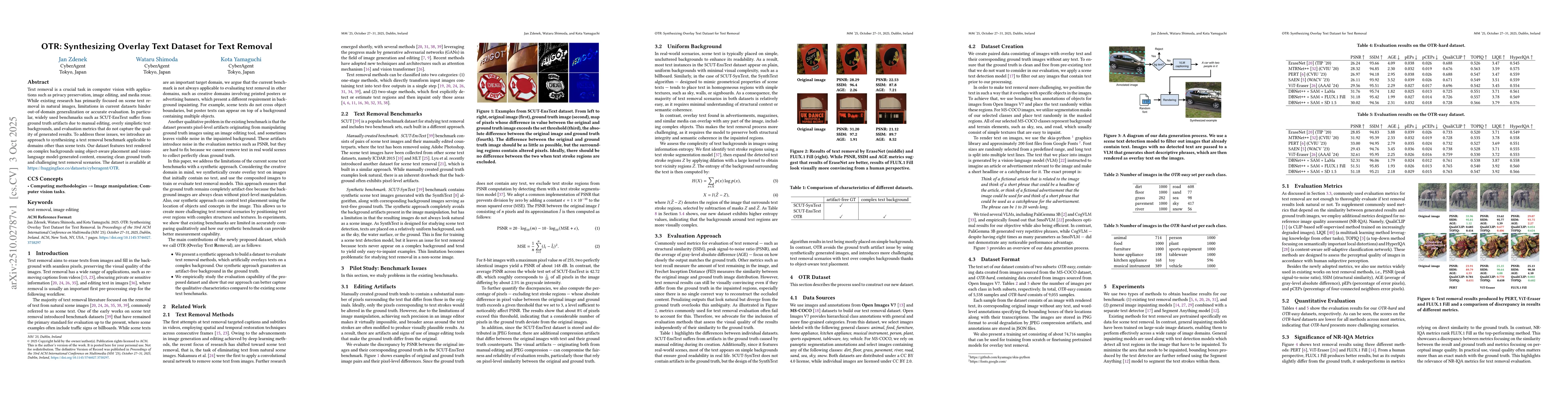 Thumbnail for OTR: Synthesizing Overlay Text Dataset for Text Removal