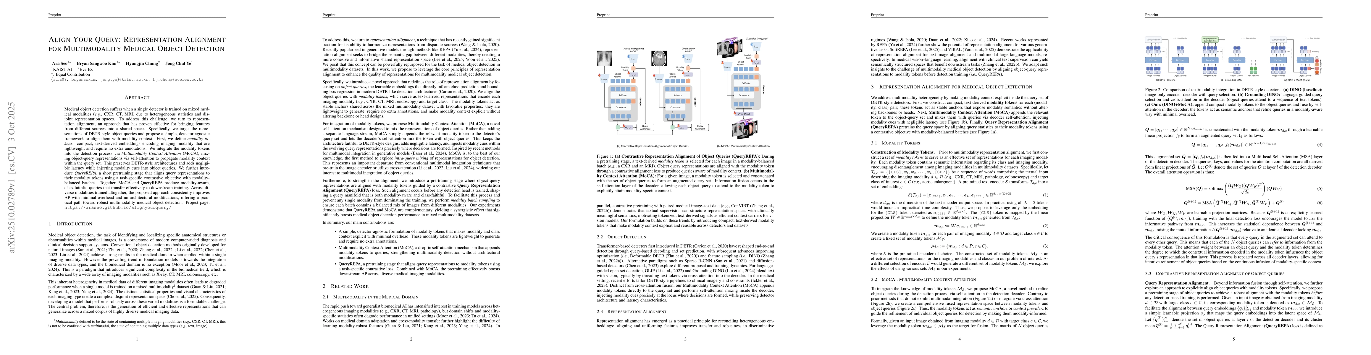 Thumbnail for Align Your Query: Representation Alignment for Multimodality Medical
  Object Detection