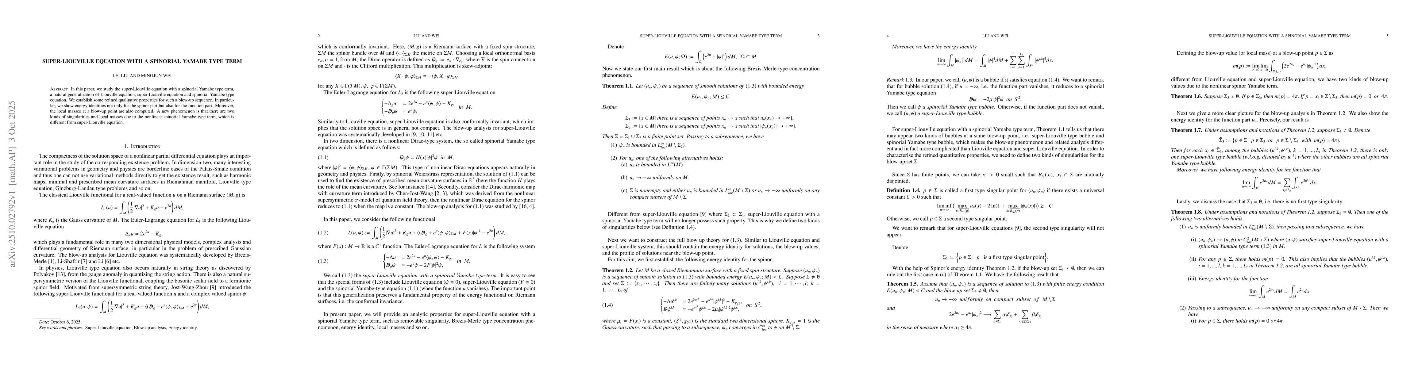 Thumbnail for Super-Liouville equation with a spinorial Yamabe type term