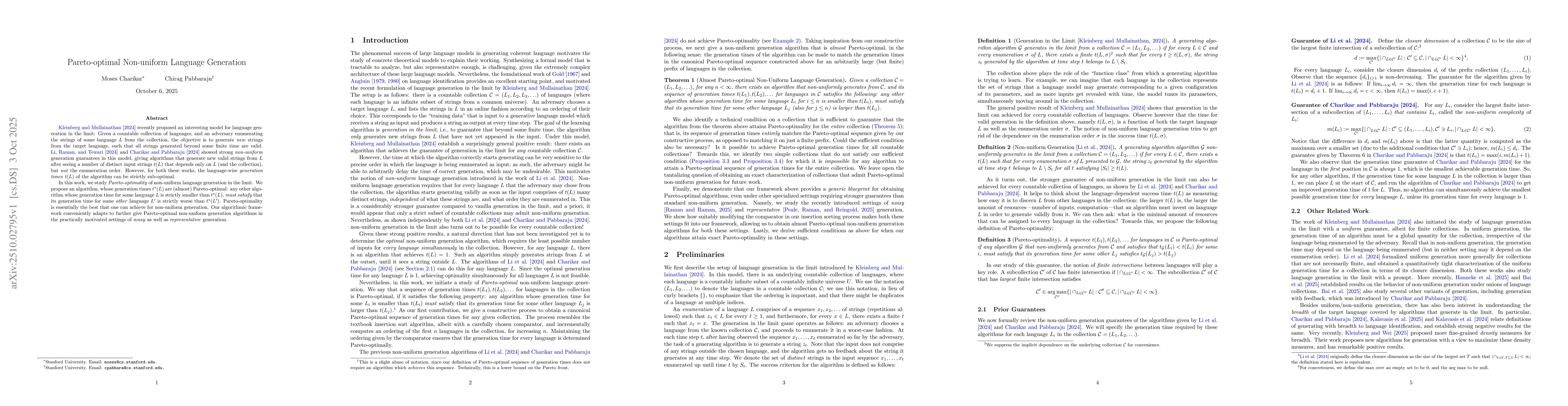 Thumbnail for Pareto-optimal Non-uniform Language Generation