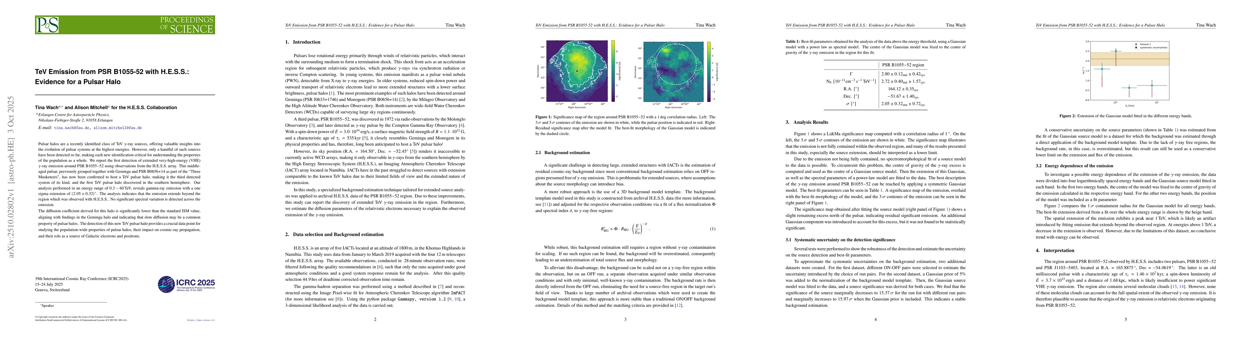 Thumbnail for TeV Emission from PSR B1055-52 with HESS: Evidence for a Pulsar Halo