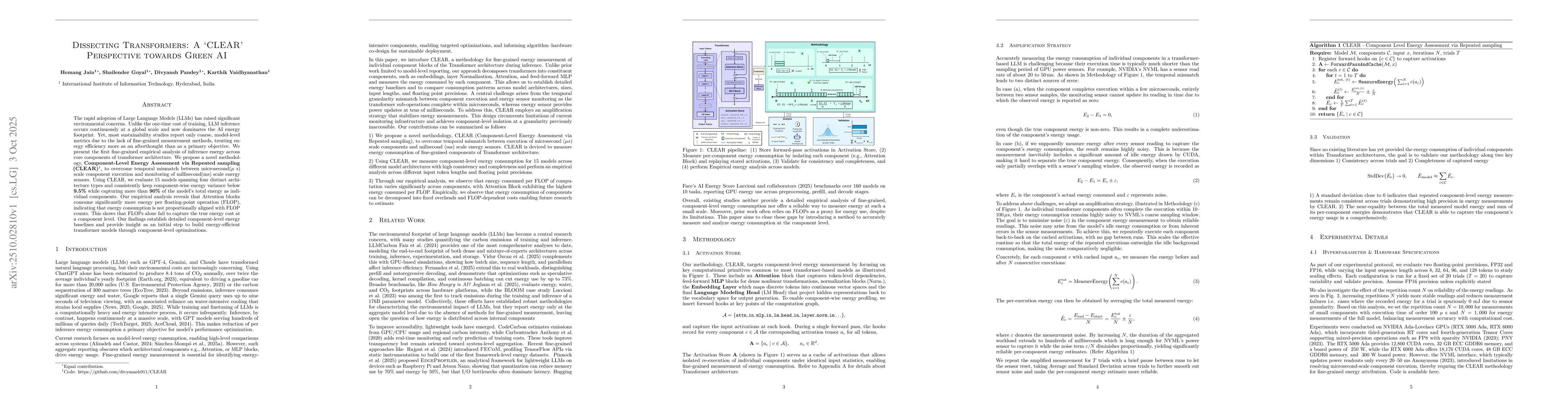 Thumbnail for Dissecting Transformers: A CLEAR Perspective towards Green AI