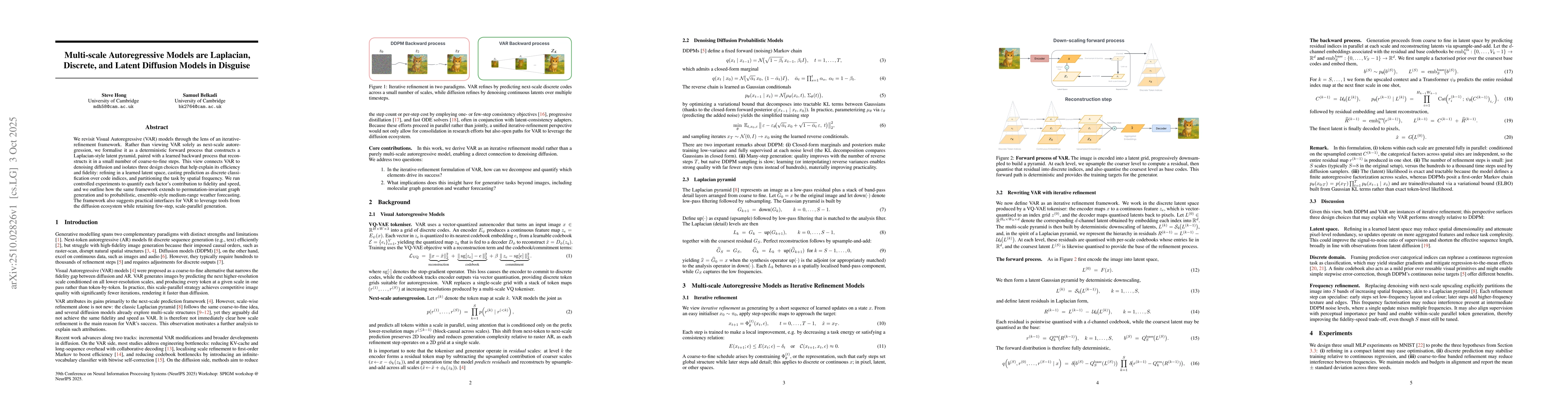Thumbnail for Multi-scale Autoregressive Models are Laplacian, Discrete, and Latent
  Diffusion Models in Disguise