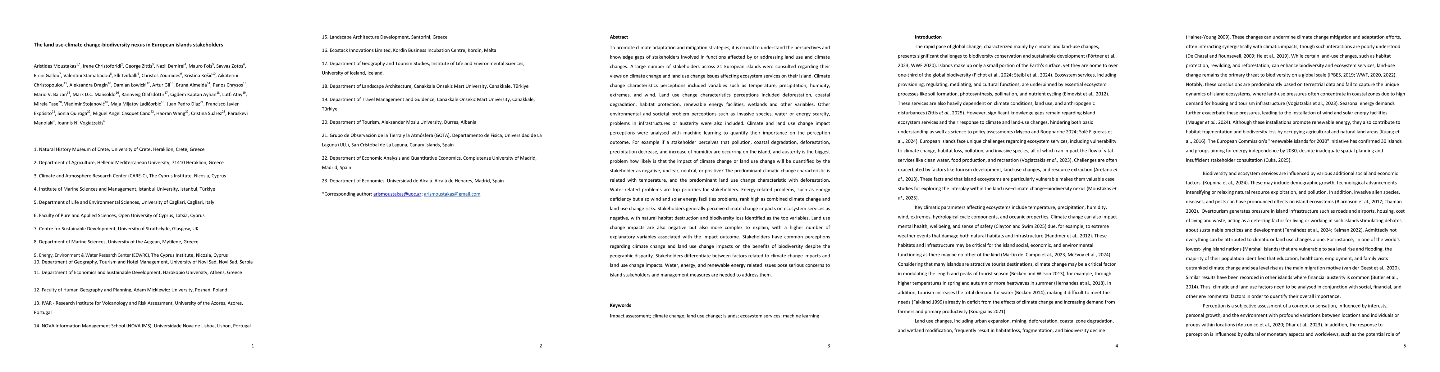 Thumbnail for The land use-climate change-biodiversity nexus in European islands
  stakeholders