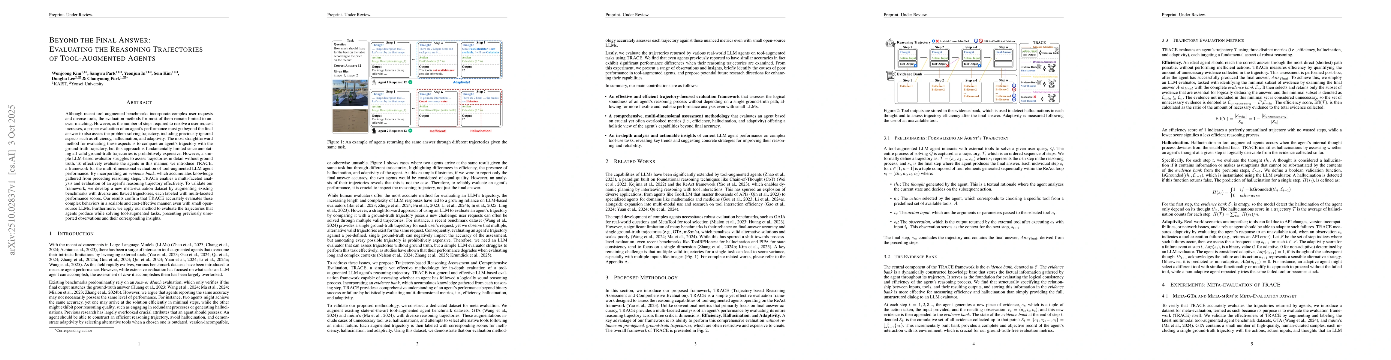 Thumbnail for Beyond the Final Answer: Evaluating the Reasoning Trajectories of
  Tool-Augmented Agents