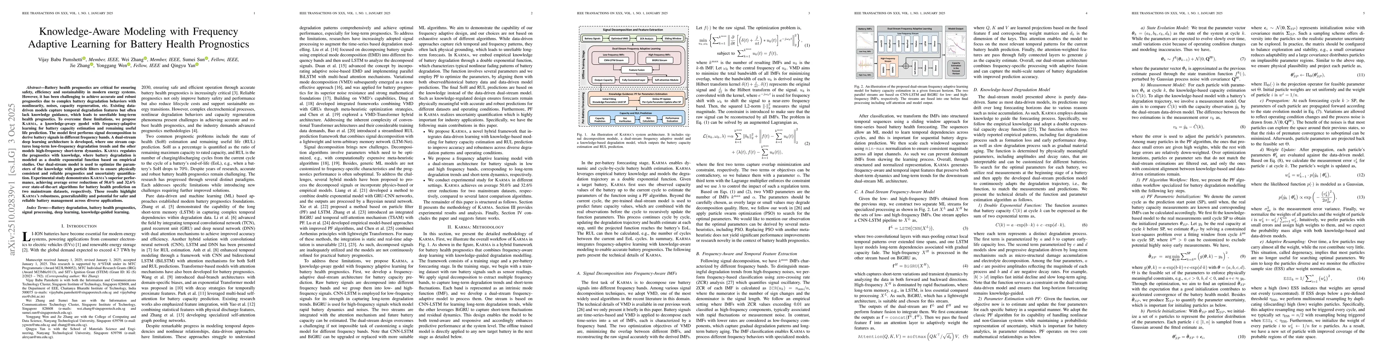 Thumbnail for Knowledge-Aware Modeling with Frequency Adaptive Learning for Battery
  Health Prognostics