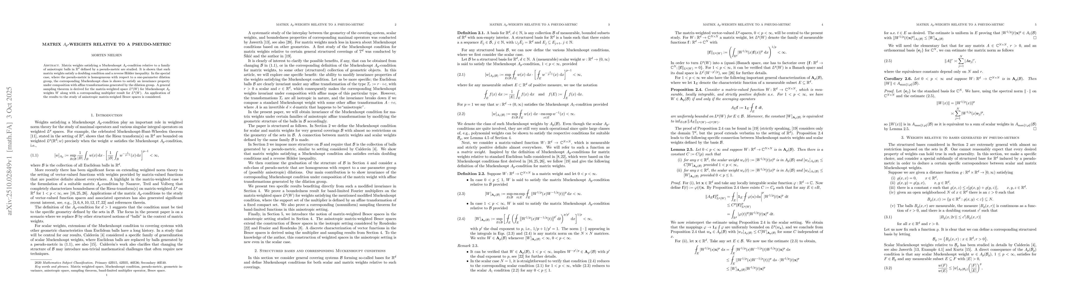 Thumbnail for Matrix $A_p$-weights relative to a pseudo-metric