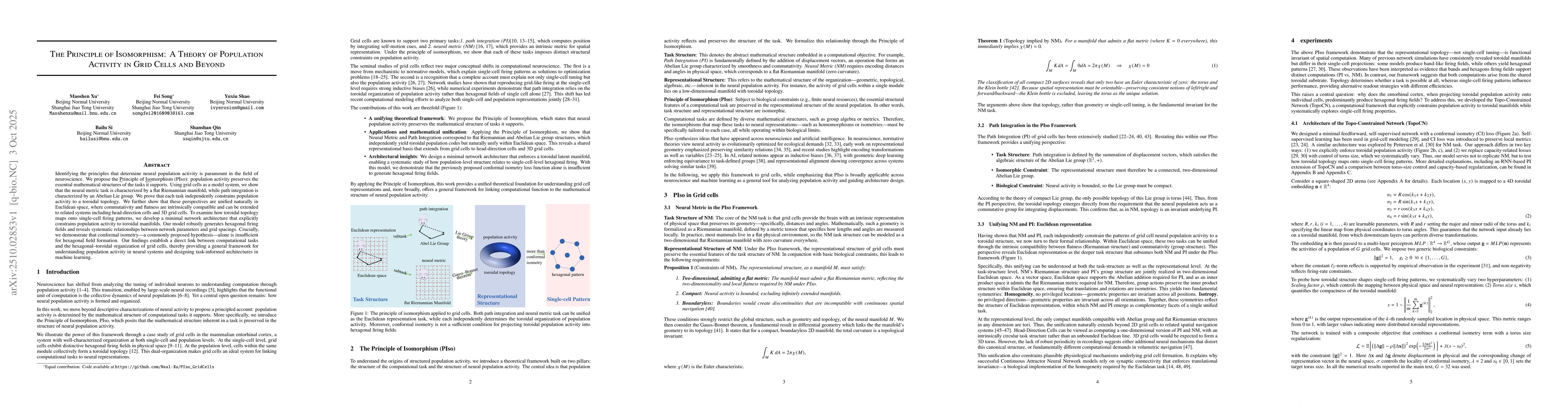 Thumbnail for The Principle of Isomorphism: A Theory of Population Activity in Grid
  Cells and Beyond