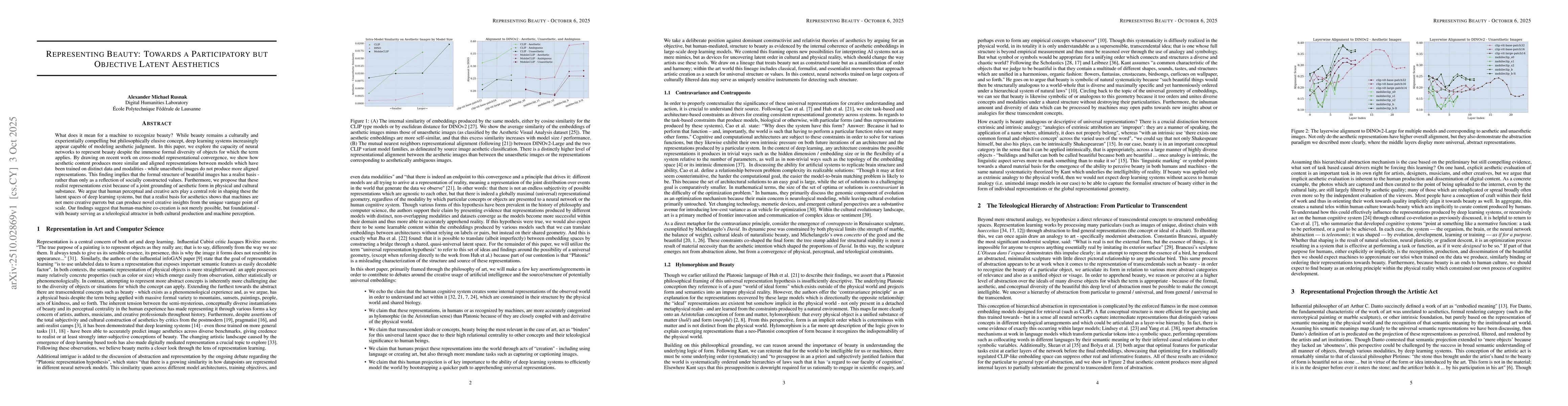 Thumbnail for Representing Beauty: Towards a Participatory but Objective Latent
  Aesthetics