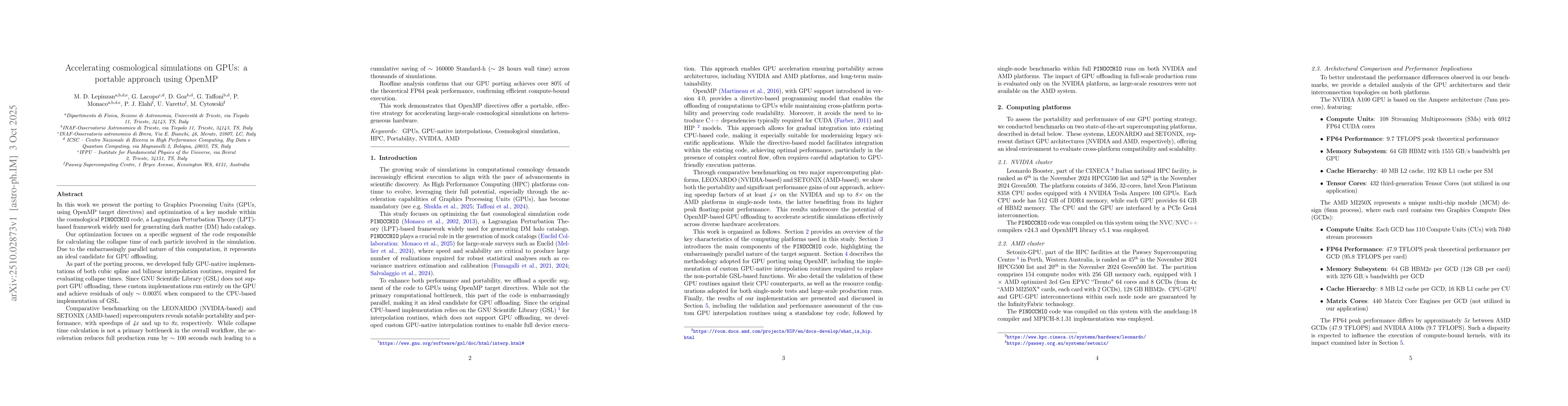 Thumbnail for Accelerating cosmological simulations on GPUs: a portable approach using
  OpenMP