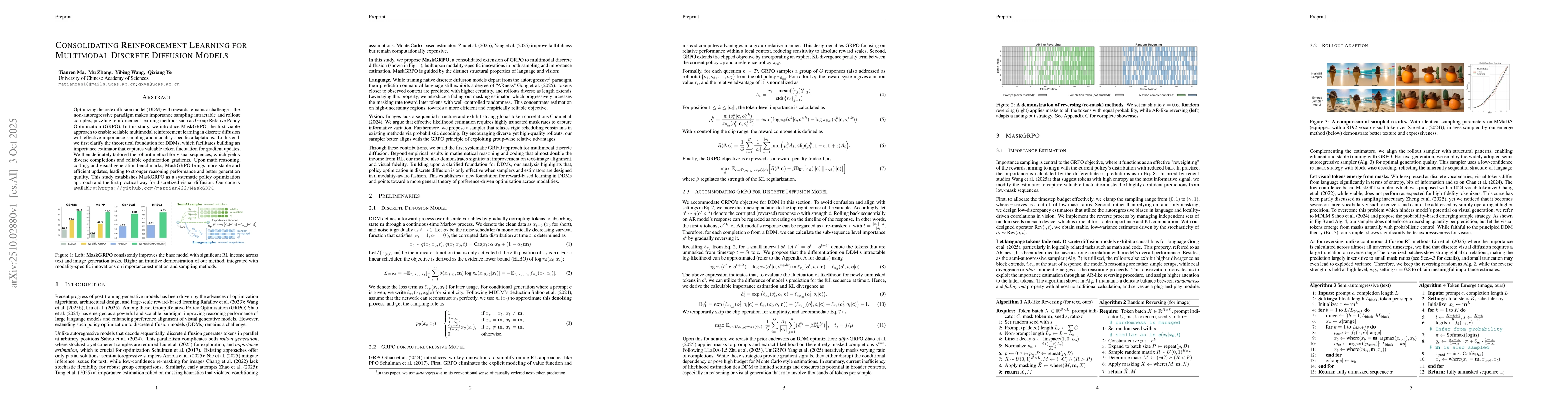 Thumbnail for Consolidating Reinforcement Learning for Multimodal Discrete Diffusion
  Models