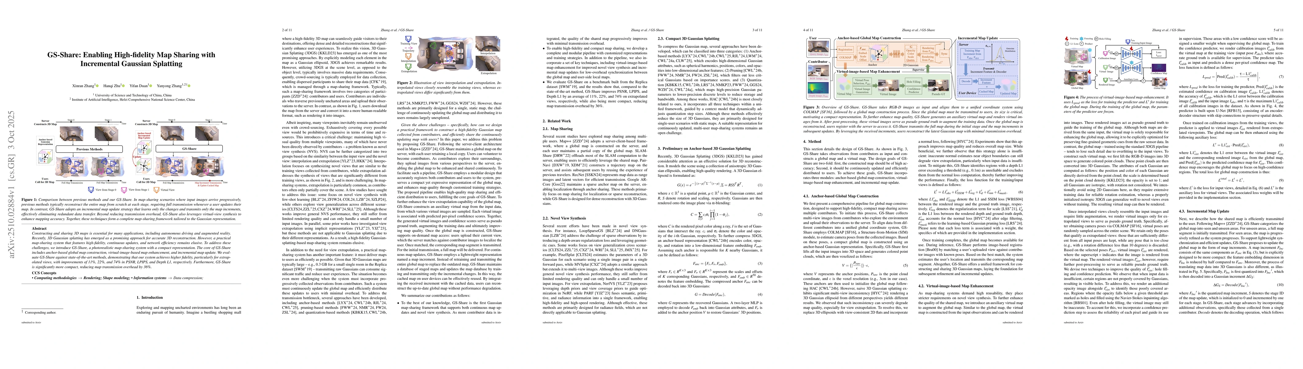 Thumbnail for GS-Share: Enabling High-fidelity Map Sharing with Incremental Gaussian
  Splatting
