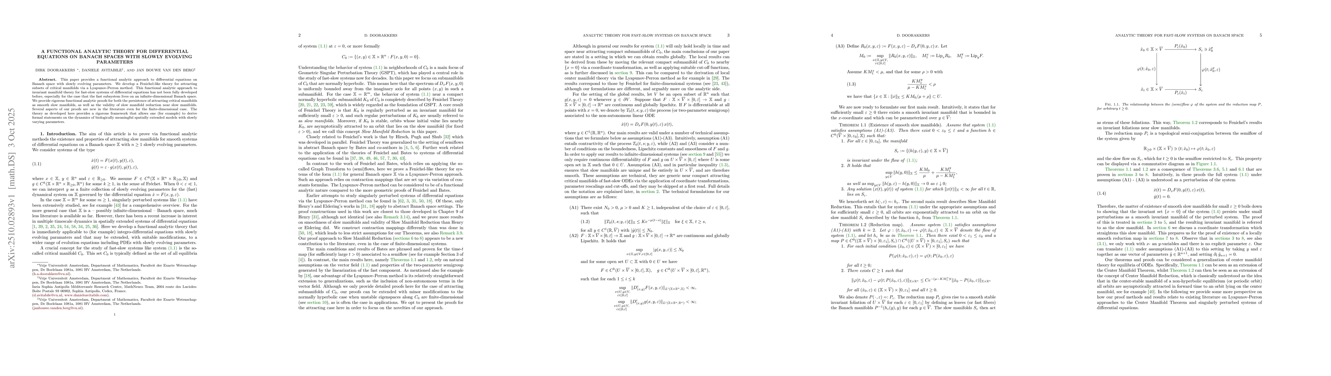 Thumbnail for A functional analytic theory for differential equations on Banach spaces
  with slowly evolving parameters