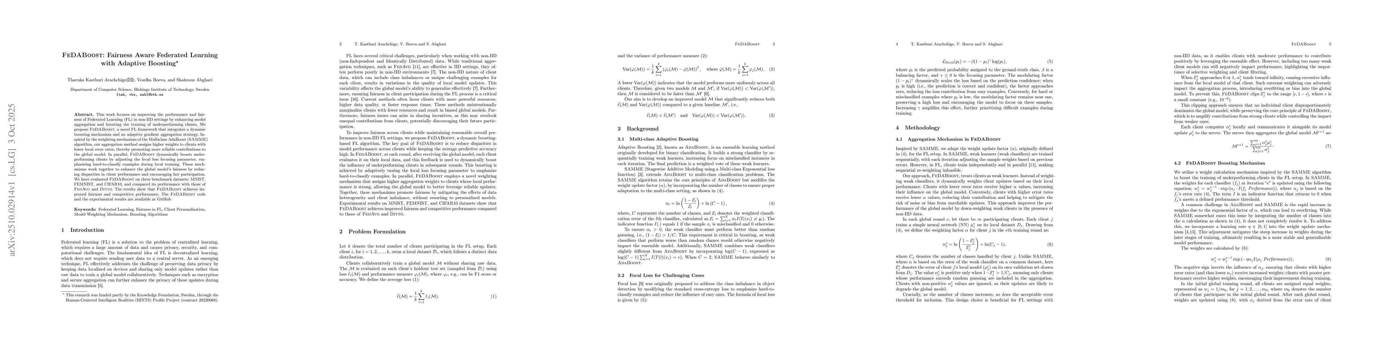 Thumbnail for FeDABoost: Fairness Aware Federated Learning with Adaptive Boosting