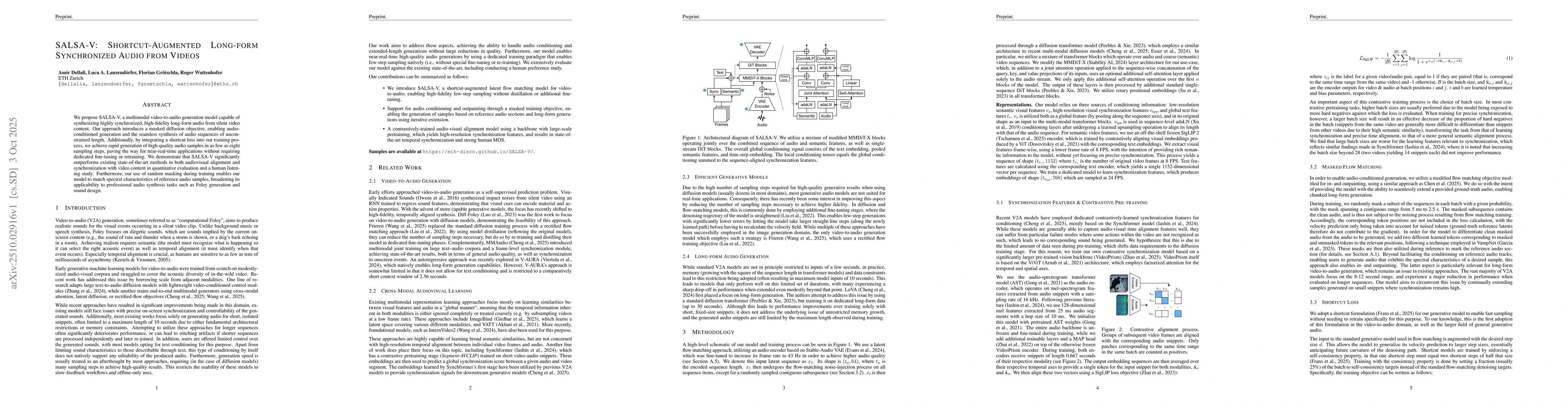 Thumbnail for SALSA-V: Shortcut-Augmented Long-form Synchronized Audio from Videos