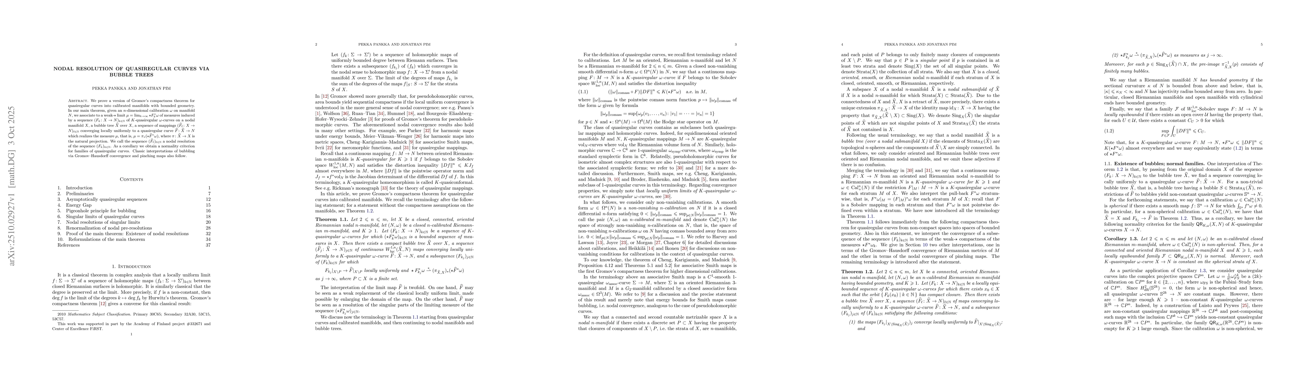 Thumbnail for Nodal resolution of quasiregular curves via bubble trees