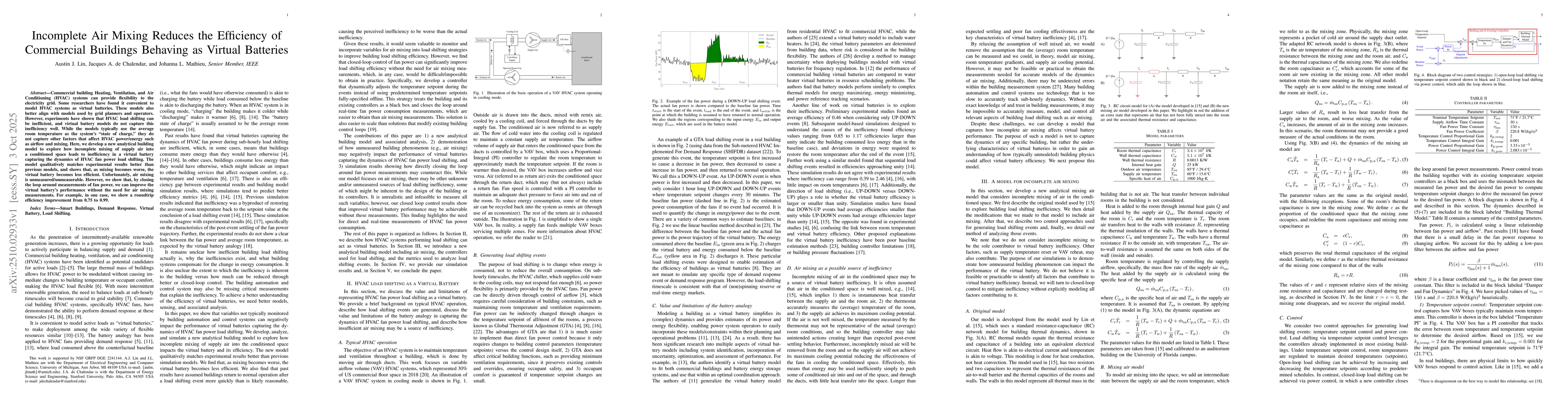 Thumbnail for Incomplete Air Mixing Reduces the Efficiency of Commercial Buildings
  Behaving as Virtual Batteries