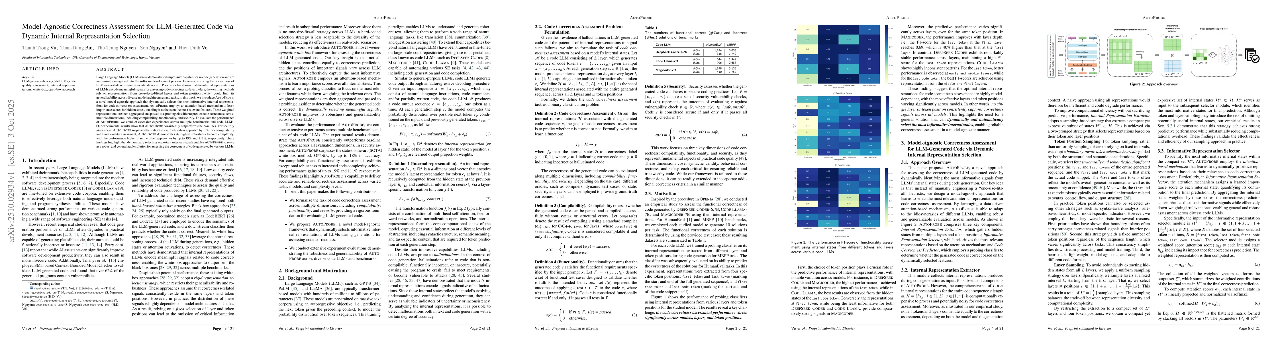 Thumbnail for Model-Agnostic Correctness Assessment for LLM-Generated Code via Dynamic
  Internal Representation Selection