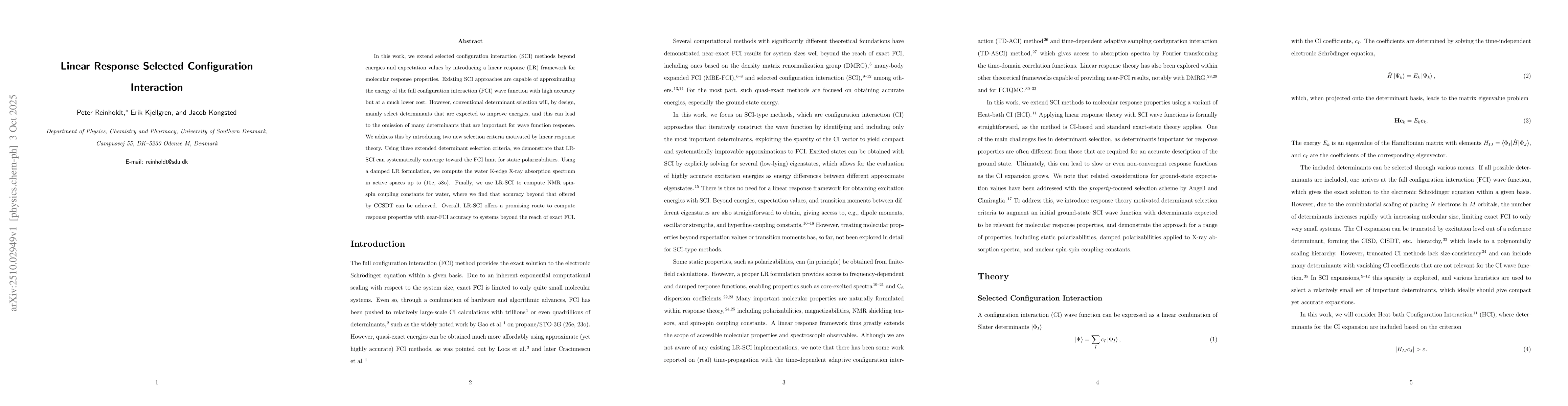 Thumbnail for Linear Response Selected Configuration Interaction