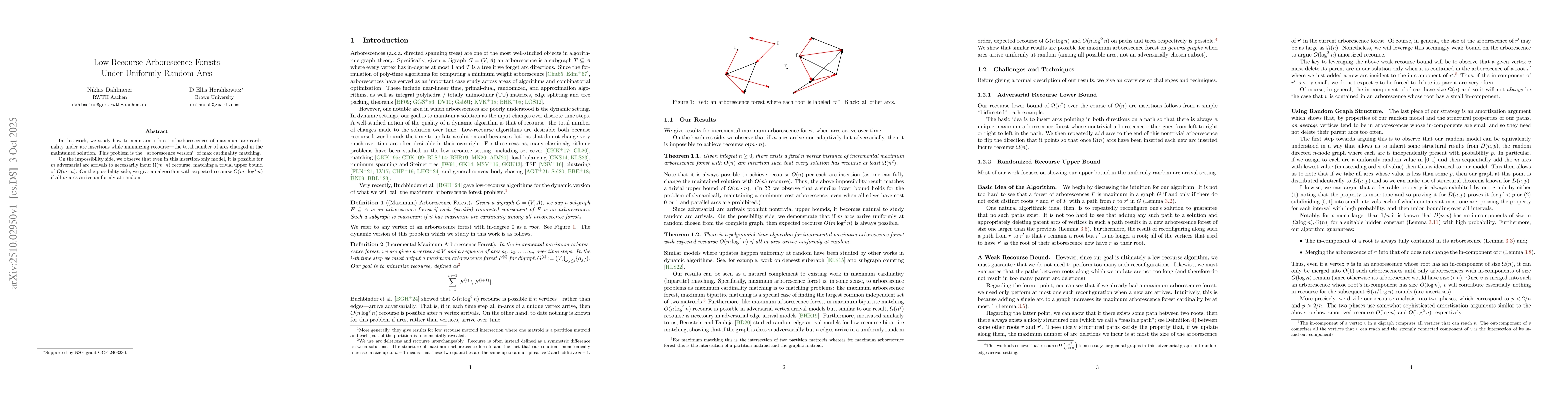 Thumbnail for Low Recourse Arborescence Forests Under Uniformly Random Arcs