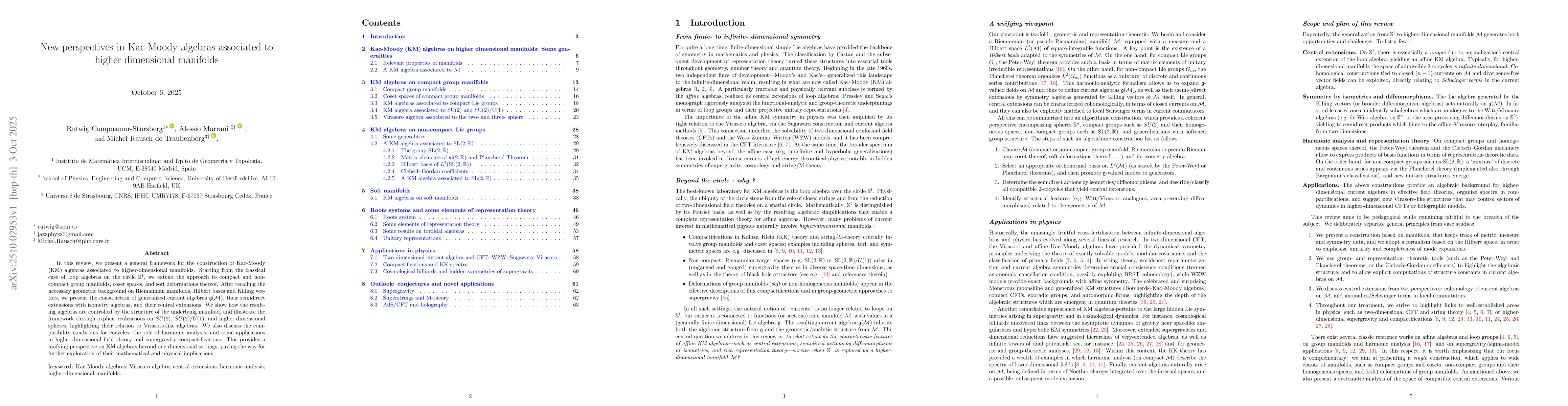 Thumbnail for New perspectives in Kac-Moody algebras associated to higher dimensional
  manifolds